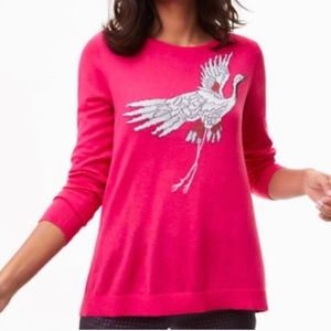 LOFT Flying Crane Sweater Hot Pink E